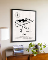Capital City Airport aviation wall décor in black wood frame