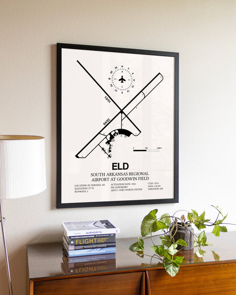 South Arkansas Regional Airport At Goodwin Field aviation wall décor in black wood frame