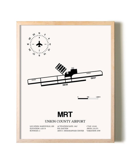 Union County Airport framed wall art in white frame