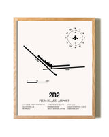 Plum Island Airport framed print in natural wood frame