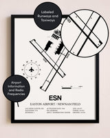 Framed Easton Airport / Newnam Field layout wall art poster
