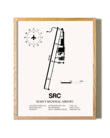 Searcy Regional Airport framed print in natural wood frame