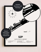Framed Santa Paula Airport layout wall art poster