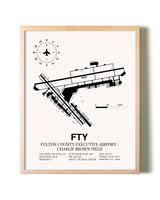 Fulton County Executive Airport / Charlie Brown Field framed wall art in white frame
