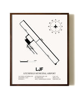 Litchfield Municipal Airport aviation print in walnut frame