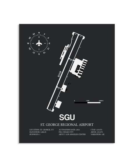 Gray Framed St. George Regional Airport layout wall art poster