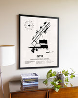 Donaldson Field Airport aviation wall décor in black wood frame