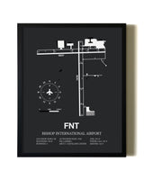 Unframed Bishop International Airport map print poster