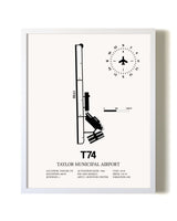 Taylor Municipal Airport airport map poster in oak frame
