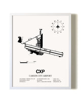 Carson City Airport airport map poster in oak frame