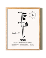 Sugar Land Regional Airport framed print in natural wood frame