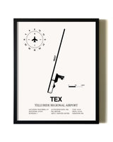 Framed Telluride Regional Airport wall art poster in black frame