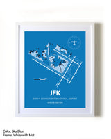 John F. Kennedy International Airport framed wall art in white frame with mat