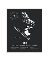 Gray Framed San Francisco Bay Oakland International Airport layout wall art poster