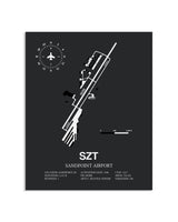 Gray Framed Sandpoint Airport layout wall art poster