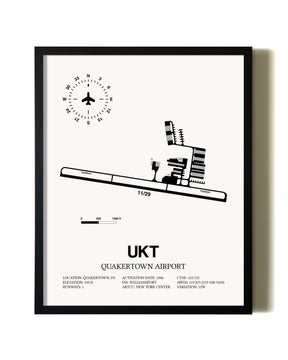 Framed Quakertown Airport wall art poster in black frame