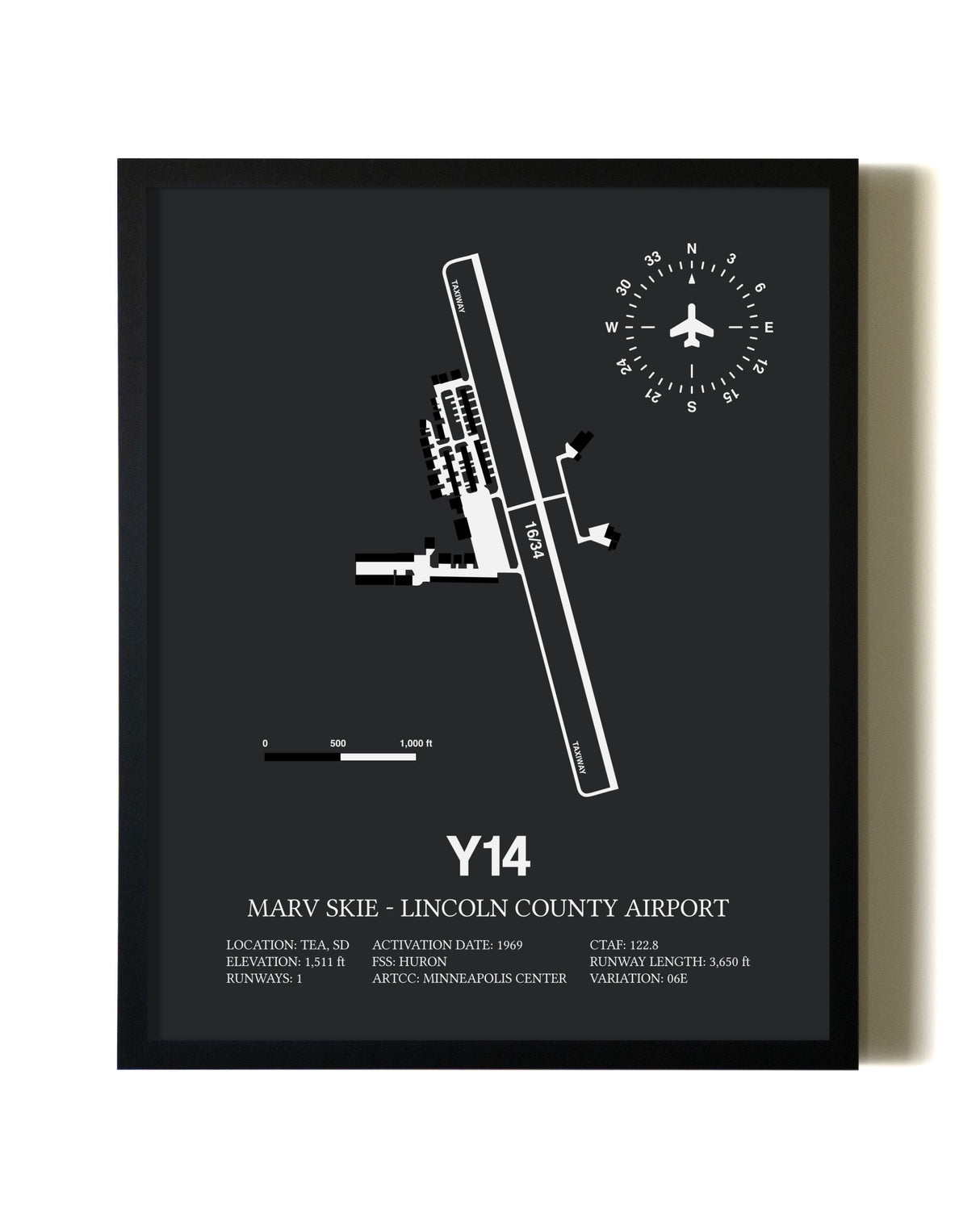 Unframed Marv Skie-Lincoln County Airport map print poster