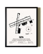 Framed Pensacola Naval Air Station (Forrest Sherman Field) Airport wall art poster in black frame