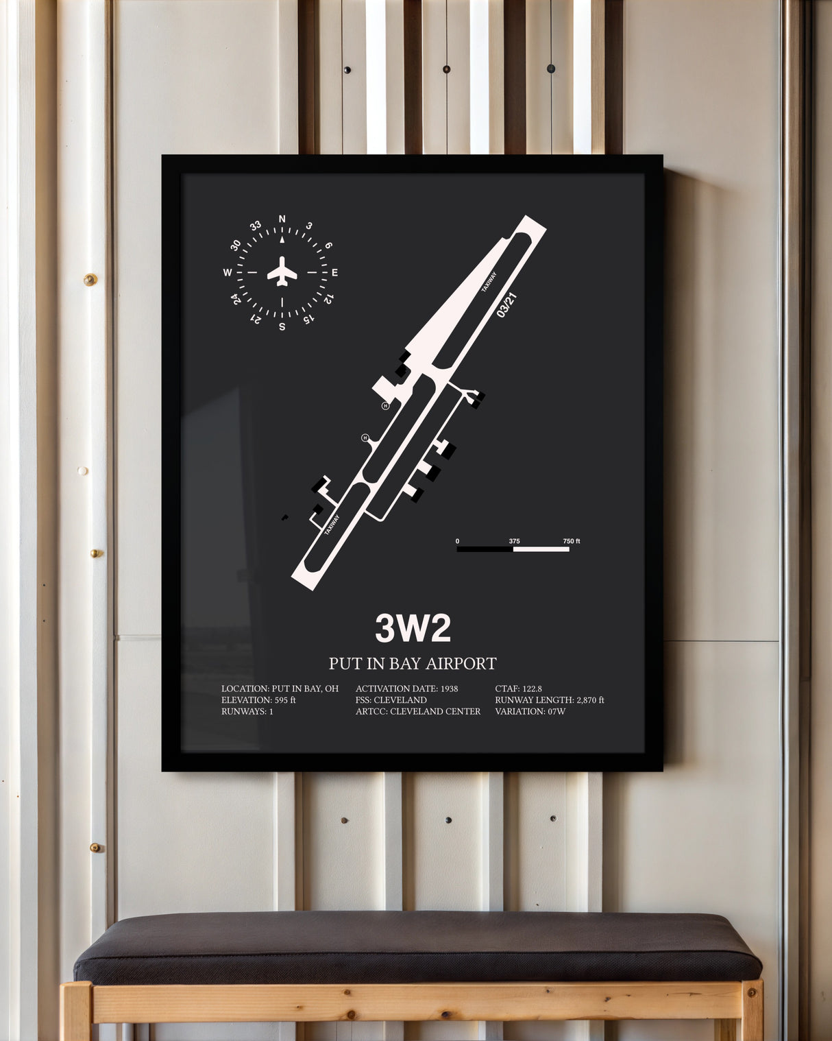 Frame color options for Put in Bay Airport Wall Art