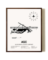 Allegheny County Airport aviation print in walnut frame