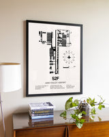 Aero Valley Airport aviation wall décor in black wood frame