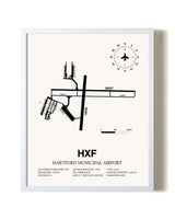 Hartford Municipal Airport airport map poster in oak frame
