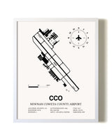 Newnan Coweta County Airport airport map poster in oak frame