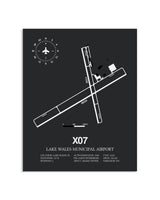 Gray Framed Lake Wales Municipal Airport layout wall art poster