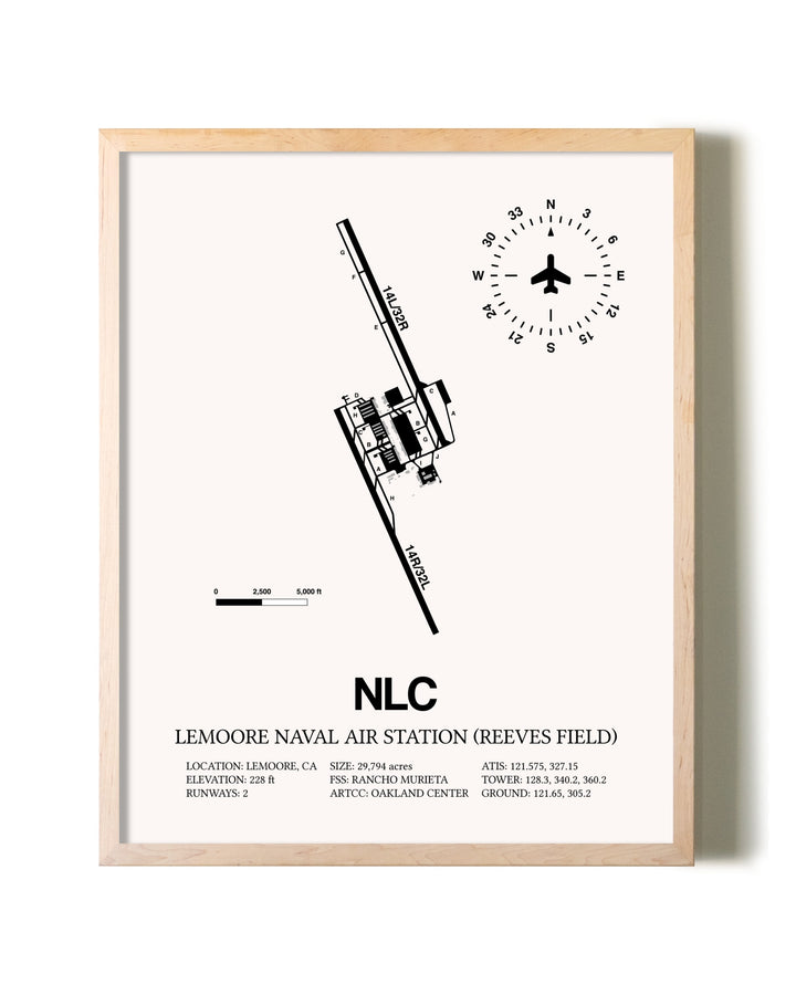 Lemoore Naval Air Station (Reeves Field) framed wall art in white frame