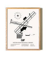 Winter Haven Regional Airport framed print in natural wood frame