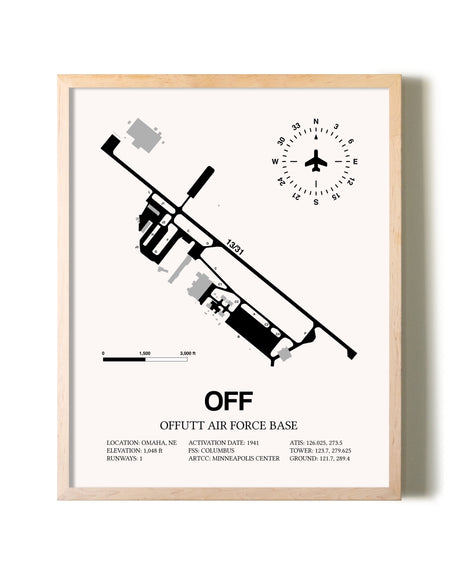 Offutt Air Force Base framed wall art in white frame