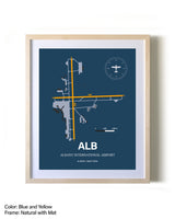 Albany International Airport framed print in natural wood frame with mat