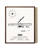 Goshen Municipal Airport aviation print in walnut frame