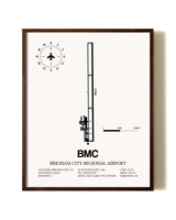 Brigham City Regional Airport aviation print in walnut frame