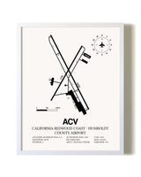 California Redwood Coast - Humboldt County Airport airport map poster in oak frame