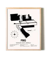 Simmons Army Airfield framed wall art in white frame