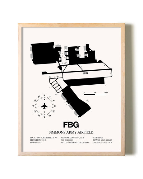 Simmons Army Airfield framed wall art in white frame