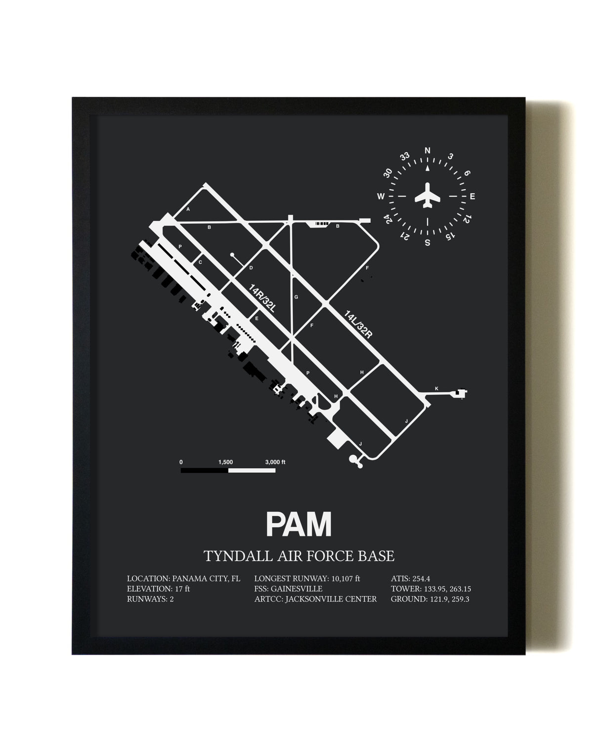 Unframed Tyndall Air Force Base map print poster