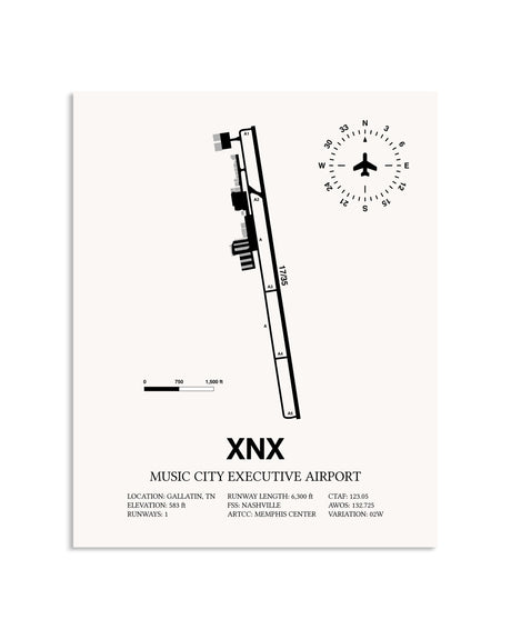 Gray Music City Executive Airport framed poster displayed in an airplane hangar