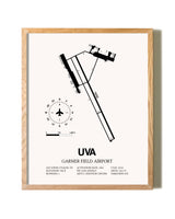 Garner Field Airport framed print in natural wood frame