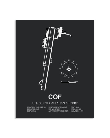 Gray Framed H. L. Sonny Callahan Airport layout wall art poster