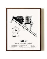 Nampa Municipal Airport aviation print in walnut frame