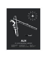 Gray Framed St. Louis Regional Airport layout wall art poster