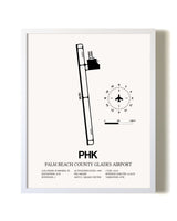 Palm Beach County Glades Airport airport map poster in oak frame