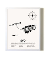 Sheremetyevo International Airport airport map poster in oak frame
