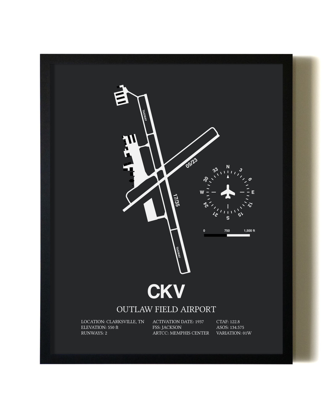 Unframed Outlaw Field Airport map print poster