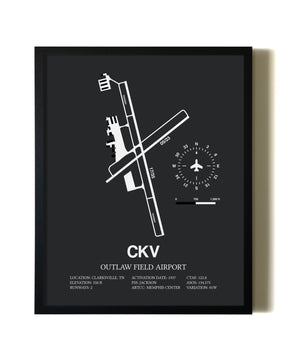 Unframed Outlaw Field Airport map print poster