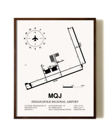 Indianapolis Regional Airport aviation print in walnut frame