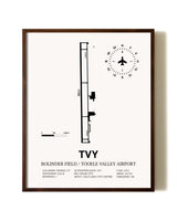 Bolinder Field / Tooele Valley Airport aviation print in walnut frame