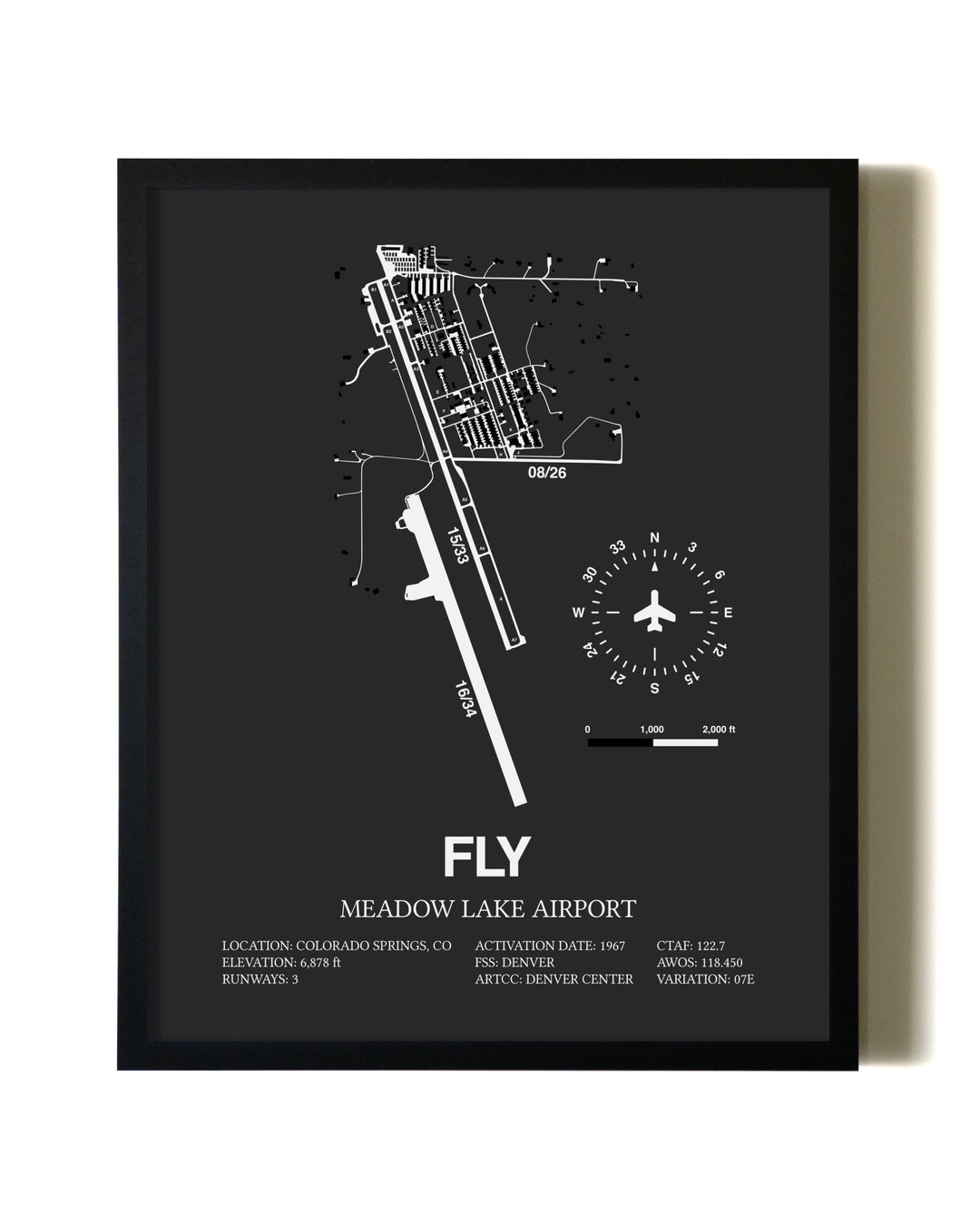 Unframed Meadow Lake Airport map print poster